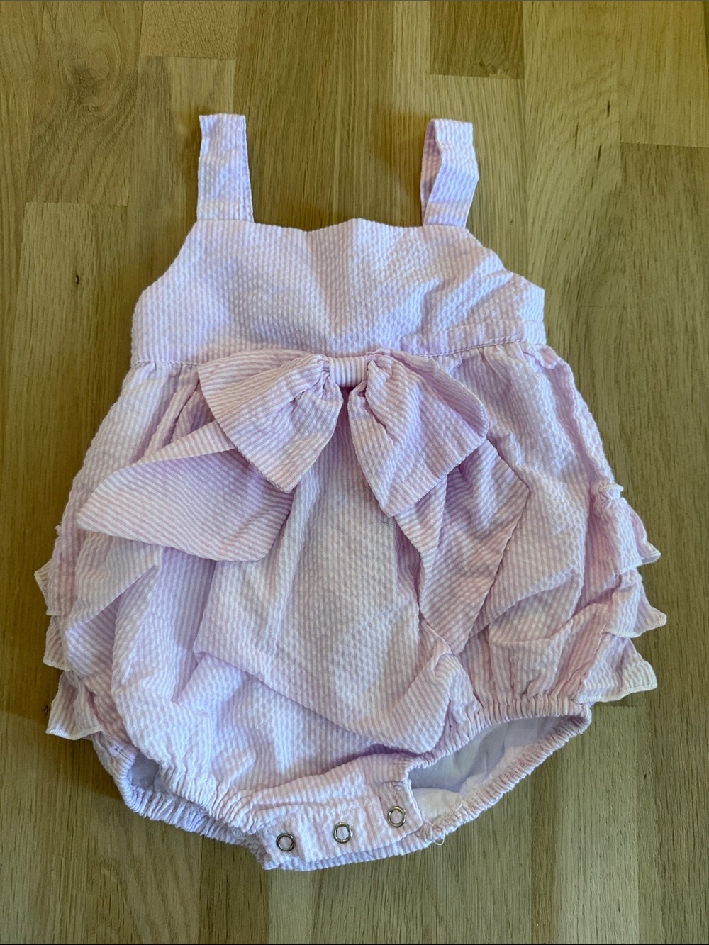 Pink Ruffle Baby Girl Bubble Romper with Bow